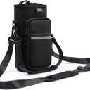Nuovoware Water Bottle Carrier Bag,25oz/40oz/64oz Bottle Pouch Holder,Adjustable Shoulder Hand Strap 2 Pocket Sling Neoprene Sleeve Sports Accessories for Hiking Travelling Camping (X-Large, Carbon Black)