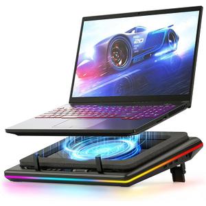 llano V12 Gaming Laptop Cooling Pad, RGB Laptop Cooler, Laptop Cooling Fan Stand with 5.5 Inch Powerful Turbofan, for 15.619in Laptop, Adjustable Speed, Dustproof, 3Port USB Hub, Black (RGB)