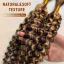 P4/27 Ombre Human Braiding Hair 100g Highlight Honey Blonde Deep Water Wave 2 Bundles Bulk Human Hair for Micro Braiding Color Wet and Wavy Curly Hair Extensions for Boho Braids Knotless 16 Inch #P4/27 Brown to Strawberry Blonde, 16 Inch