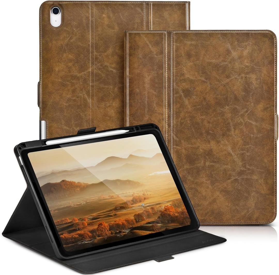 for iPad Air 11 Inch Case M4/M3/M2 (2026/2025/2024), Dark Brown | Slim Lightweight, Premium Vegan Leather Cover, Pencil Holder, Auto Sleep/Wake, Multi Viewing Angle, Typing Angle, Magnetic Clasp