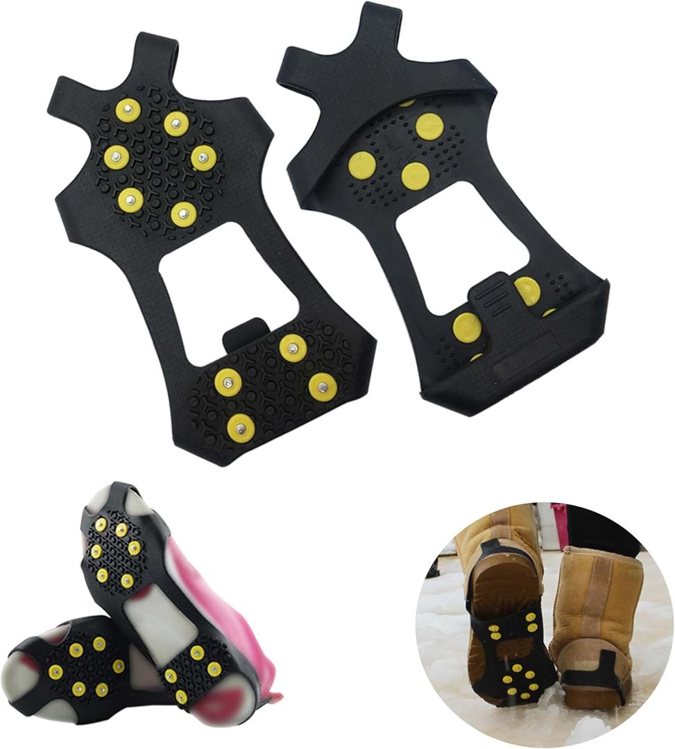 Ice Cleats Snow Traction Cleats Crampons for Shoe and Boots Non-Slip Overshoe for Walking on Snow and Ice Rubber Walking Cleats Anti Slip Crampons (Small(2.5- 4 men/4-5.5 women))