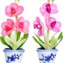 Vanda Orchid Flowers Refrigerator Magnets 3D Artificial Plants Pink and Purple Color Japanese Clay Strong Magnetic Fridge Decoration Home & Office, Set of 2, 1 x 4 x 1.5 inch