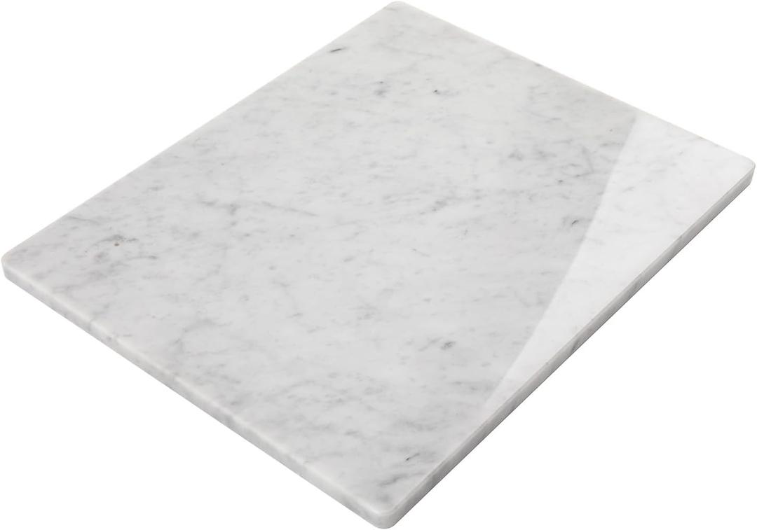 Lovdeco Marble Cutting Board, Pastry Board For Kitchen, Large Carrara White Marble Slab Gift With Non-Slip Feets, 16x20 Inch, 1 Piece