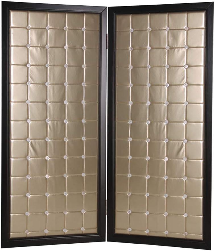 HomeRoots1 x 59" x 67" Gold Wood & Fabric Screen Room Divider