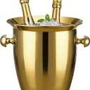Ice Bucket, Large Ice Bucket for Parties, 5L Portable Stainless Steel Wine Buckets with Handle for Champagne, Beer, Cocktails, Indoor, Outdoor, Camping, Picnic(Gold)