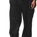palglg Mens or Womens 100% Cotton Trousers with Elastic Waist & Out-Drawstring for Yoga Pants & Beach Wear.L