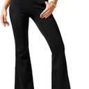 Rammus Flare Jeans for Women Crossover High Waisted Bell Bottom Jeans Trendy Yoga Pants Stretchy Flare Leggings with Pockets, 32S