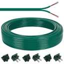 60FT SPT-1 Christmas Electrical Wire with 6pcs Vampire Plugs, 18/2 Gauge Low Voltage Extension Cord, 18 AWG 2-Conductor Flexible Wire for Outdoor Holiday Lights, Landscape Lighting