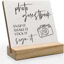 Wedding Guest Book Desk Decor 4x4 Inch, Photo Guest Book Sign Wood Plaque, WeddingGuestBook Sign, Wedding GuestBook Sign Wooden Plaque with Wood Stand for WeddingReception Table Decor