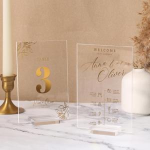 UNIQOOO 20 Pack Clear Blank Acrylic Sign Wedding Table Numbers, 4 x 6 in, DIY Acrylic Sheet for Wedding Table Number Holder, Display Stand Signs for Party Events, Office(Stand NOT included)
