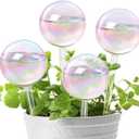 KiKiHeim Plant Self Watering Globes Planter Insert Spikes Top Fill Automatic Waterer Devices, 4Pcs Light Iridescent Clear Glass Water Bulbs for Indoor&Outdoor (Ball)