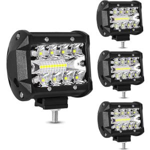 LED Light Pods for Trucks, 4 Inch LED Light Bar 60W Spot Flood Combo Driving Fog Off Road Lights Work Light 24V 12V for Motorcycles Pickup SUV ATV UTV Boat(4Pack)