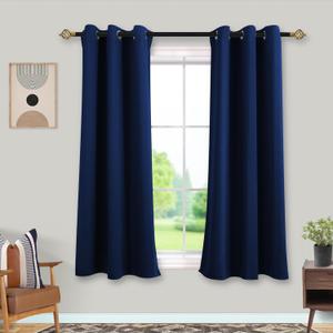 Mrs.Naturall Navy Blue Curtains 42x54 Inch Length for Living Room 2 Panels Blackout Room Darkening Curtain for Bedroom Mrs.Naturall Navy Blue Curtains 42x54 Inch Length for Living Room 2 Panels Blackout Room Darkening Curtain for Bedroom