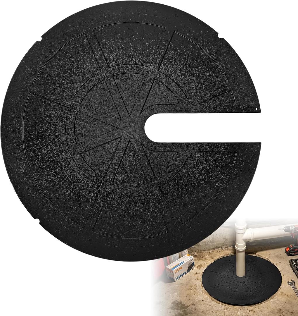 18 Inch Slotted Steel Sump Pump Cover Lid, Black Heavy Duty Septic Tank Cover for Sump Pump Bucket Basin, Decorative Well Pump Safety Basin Lid for Sewage Pump