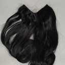 KooKaStyle Invisible Wire Hair Extensions with Transparent Wire Adjustable Size 4 Secure Clips Long Wavy Secret Hairpiece (24 Inch, Black)