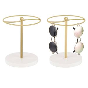 Mkono Sunglasses Organizer Glasses Holder Stand Sunglass Storage Display Eyeglasses Rack for up to 12 Pairs of Eyewear Glasses for Table Dresser Desk Countertop Bedroom, Set of 2, Gold