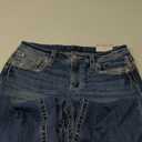 Miss Me Women's Metallic Border Faux Flap Pocket Mid-Rise Bootcut Jeans 30x32 Medium Blue