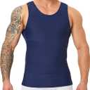 Mens Body Shaper, Compression Shapewear Vest Slimming Undershirt Tank Top, Tummy Control Chest, Hide Gynecomastia (Large, Blue)