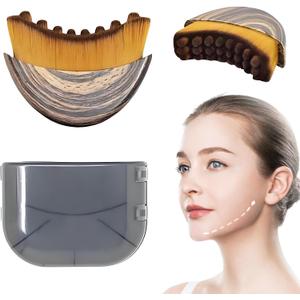 2 x Lymphatic Contour Face Brush - Ultra-Soft Facial Dry Brush for Lymphatic Drainage & Jawline Sculpting, Gentle Face Massager Tool for Puffiness Reduction, Skin & Glowing Complexion