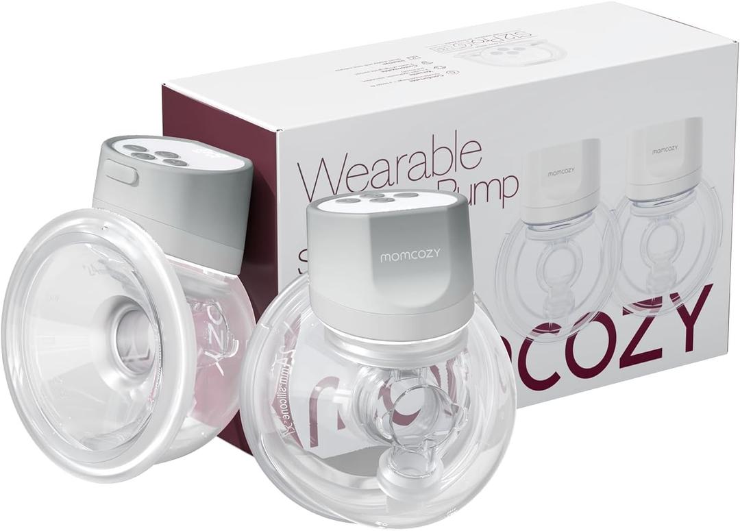 Momcozy Hands-Free Breast Pump S12 Pro, Wearable & Portable Pump with Soft DoubleFit Flange, 3 Modes | 9 Levels Double Electric Pump, Smart Display, 24mm, 2 Pack, Gray Color