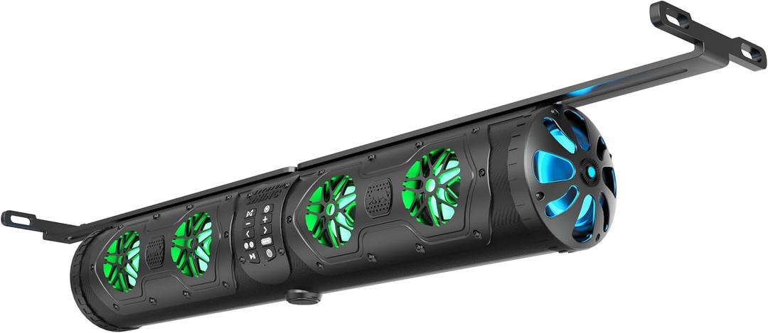 Golf Cart Sound Bar Bluetooth with T bracket Included, RGB Lighting 28" Waterproof Golf Cart SoundBar, 8 Speaker HiFi 2.1HD Amplified Powersports Offroad, Compatible LED Sound System Marine