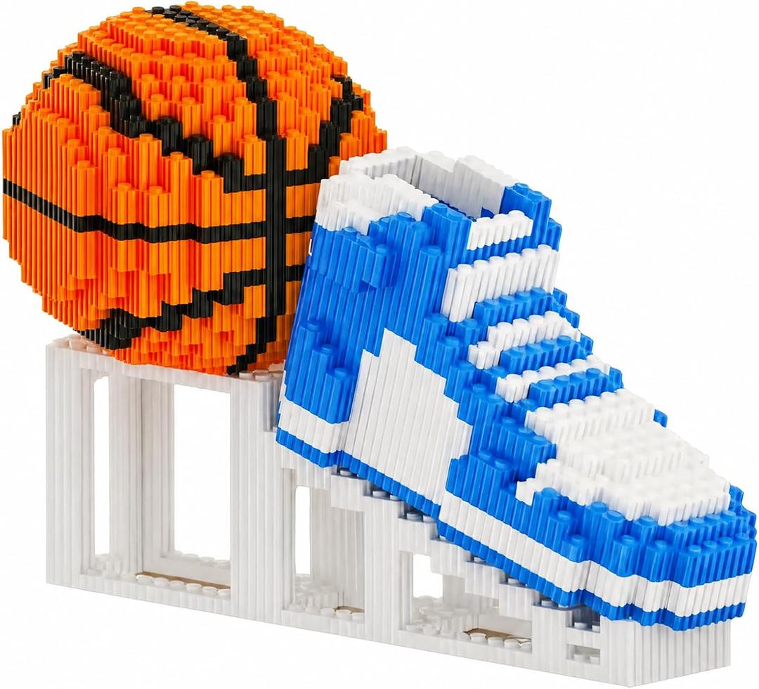 Basketball Shoe & Ball Building Blocks, 2730 PCS Mini Micro Bricks with Display Stand, Gift for Basketball Lovers