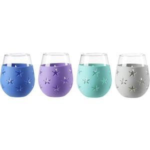 Hyperspace 20 OZ Stemless Wine Glass, Beverage Glass with Protective Silicone Sleeve (4COLOR ASST Star) Hyperspace 20 OZ Stemless Wine Glass, Beverage Glass with Protective Silicone Sleeve (4COLOR ASST Star)