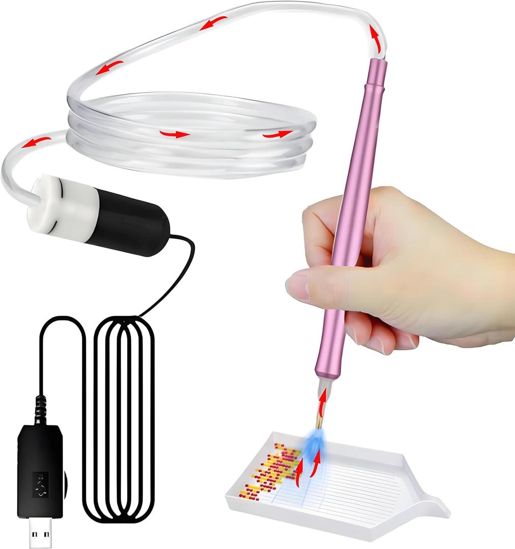 Electric Vacuum Diamond Art Painting Pen with Adjustable Suction, Diamond Art Kits for Adults, Epainter Diamond Painting Pen Without Wax, Diamond Art Accessories Tool with Storage Trays(Pink)