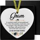 Gram Gifts Ceramic Christmas Ornaments, Gram Definition Memorial Family Thank You Gifts for Birthday Holiday, Grandma Grandmother Hanging Ornaments for Christmas Tree Car Decorations Decor