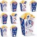 Pack of 6, 24Pcs 4th of July Party Popcorn Boxes Patriotic Party Candy Cookie Popcorn Container for Independence Day Theme Party Decorations