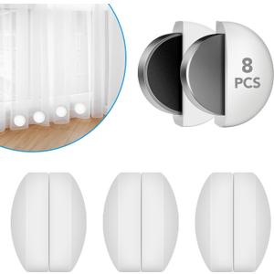 8 Pcs Shower Curtain Weights, Silicone Wrapped Heavy Duty Shower Curtain Magnets, Curtain Weights Heavy Outdoor, Prevent Curtain Liner from Blowing Around, Work for Drapery, Flag, Tablecloth (4 Pairs)