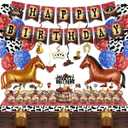 2 x Birthday Party Decorations - Western Cowboy Birthday Party Decorations 53Pcs, Included Western Theme Banner Cake Toppers 12'' Latex Balloon Swirls Decor Horse Foil Balloon for Wild West Party
