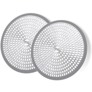 LEKEYE Shower Hair Catcher Drain Protector Strainer-Steel & Silicone 2 Pack (Gray Gray)