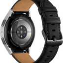 Haveda 20mm Leather Watch Band for Samsung Watch Bands/Galaxy Watch 7 6 5 4 Band 40mm 44mm, Retro Black Rugged Leather Strap Replacement Wristband for Galaxy Watch 5 Pro/4 6 Classic Band Men Women