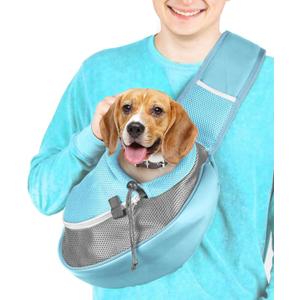 Pet Sling Carrier - Soft Front-Chest Carrying Bag for Small Pets (Ideal for Dogs & Cats 610 lbs) - Carefully Sized for Yorkshire Terrier, Maltese, Toy Poodle, Papillon - (Blue-L)