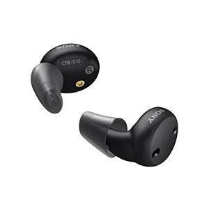 Sony CRE-E10 Self-Fitting OTC Hearing Aids for Mild to Moderate Hearing Loss, Prescription-Grade Sound Quality, Comfortable Earbud Design, Bluetooth Enabled for iOS, and Rechargeable Battery, Black