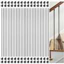 AAqq Decor 30 Pack Iron Balusters for Staircase Interior Square Hollow Stair Spindles 1/2" Iron Straight Balusters with 60 Swivel Shoes(A01-30)