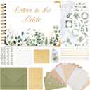 Humyoun Wedding Guest Book Letters to The Bride Scrapbook Wedding Memory Book Bridal DIY Blank Paper Scrapbook Photo Album Guest Sign with Pearl Stickers(8.5 x 7 Inch,Eucalyptus,Green)