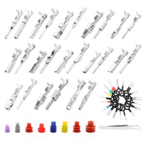 500pcs Connector Kit - Car Electrical Wire Terminal Pins (1/1.5/1.8/2.2/2.8/3.5mm) Non-Insulated Plug Removal Male/Female Crimp Pins (Color: As Shown)
