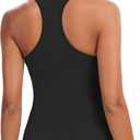Sports Bra for Women, Wide Straps Racerback Built-in Bra Tank Tops,Gym Yoga Sports Shirts Running Athletic Crop Top (Black, L)