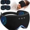 Bluetooth Sleep Mask with 2 Removable 3D Contoured Cup, Bamboo Cotton Bluetooth Sleep Headphones for Side Sleepers with Timing Setting, Blackout Eye Mask for Travel Meditation Men Women