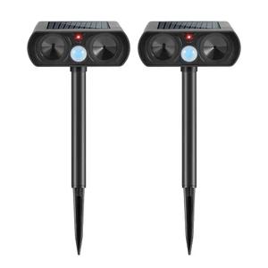 2PACK Solar Ultrasonic Animal Repellent Outdoor, Deer Repellent Devices Squirrel Cat Raccoon Rabbit Dog Deterrent, Keep Rodent Chipmunk Away Motion Detection with Flash Light for Yard Garden Lawn