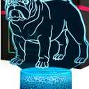 Bulldog Night Light, 16 Colors Changing Dimmable with Remote, Bulldog Memorial Gifts for Loss of Dog, Bulldogs Lamp Home Room Office Decoration