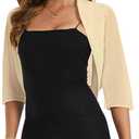 MINTLIMIT Women's Chiffon Batwing 3/4 Sleeve Open Front Shrug Bolero Cardigan Elegant Cropped Cardigans for Evening Dress (White, XL)