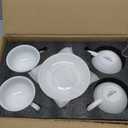 LE TAUCI Cappuccino Cups with Saucers 8 oz, Set of 4 Large Ceramic Coffee Cup Set for Latte, Au Lait, Flat White, Mocha, Tea Cup Set, Dishwasher Safe, Embossed Coffee Cups, White