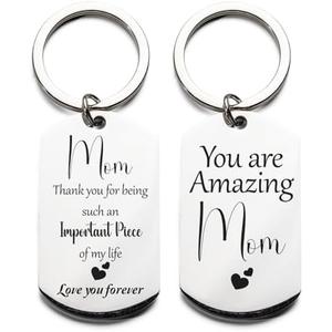 SET OF 3, Mom Keychain Gift from Daughter Son – Mothers Day Birthday Present for Mom Women, You Are Amazing - Love You Forever Keychain – White Laser Engraved Sentiment for Mother