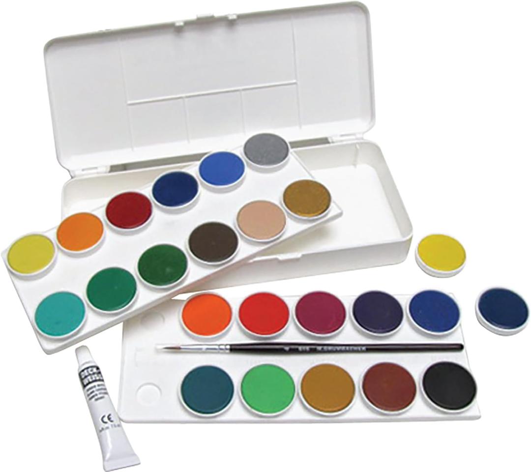 Grumbacher Opaque Watercolor Set, 24 Colors & Brush, 1 Count (Pack of 1)