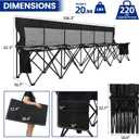 Soccer Bench- Folding Team Bench Soccer 6 Seats, Portable Sideline Sports Benches with Mesh Seat and Back with Bag, Foldable Breathable Chairs for Sports Football Camp Events (Black