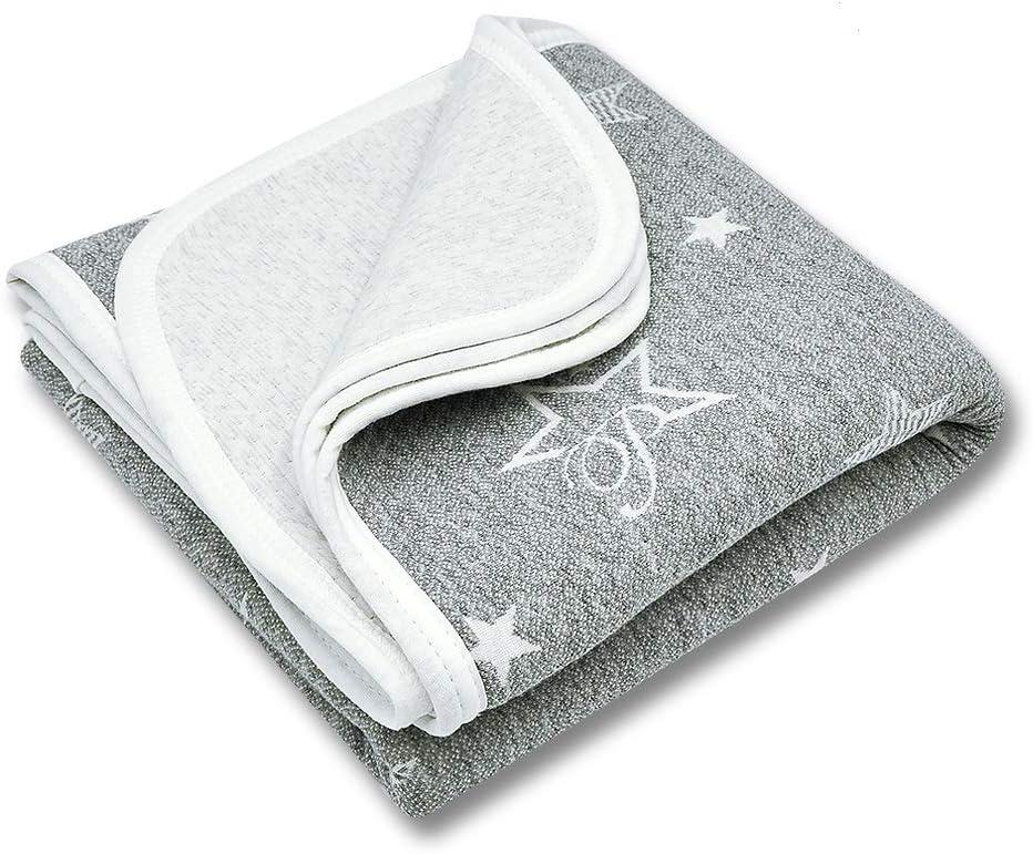 Fittia Organic Cotton Toddler Blanket, Breathable and Warm Crib Bed Baby Blanket, Super Soft and Light Weight Quilted Blanket for Boys and Girls, 39x39 Inches, Grey Starry