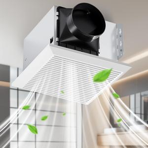 GROWNEER Bathroom Exhaust Fan, 110 CFM 1.0 Sone Bathroom Fan No Attic Access Needed, Ceiling or Wall Mount, 7.68 x 9.25 inch, White GROWNEER Bathroom Exhaust Fan, 110 CFM 1.0 Sone Bathroom Fan No Attic Access Needed, Ceiling or Wall Mount, 7.68 x 9.25 inch, White